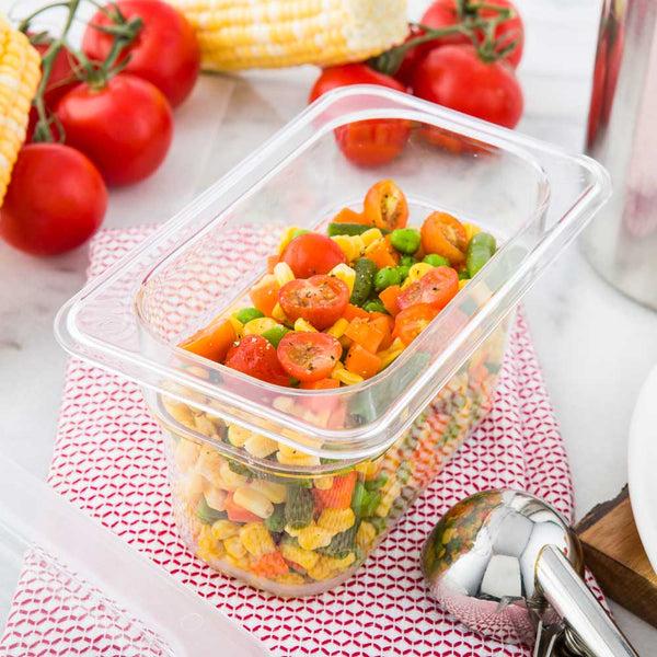 Restaurantware Met Lux Rectangle Clear Plastic 1/9 Size Cold Food Storage Container - 4" Depth - 10 Count Box
