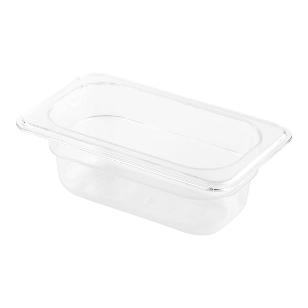 Restaurantware Met Lux Rectangle Clear Plastic 1/9 Size Cold Food Storage Container - 2.5" Depth - 10 Count Box