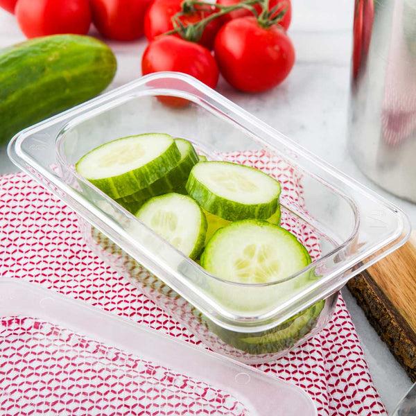 Restaurantware Met Lux Rectangle Clear Plastic 1/9 Size Cold Food Storage Container - 2.5" Depth - 10 Count Box