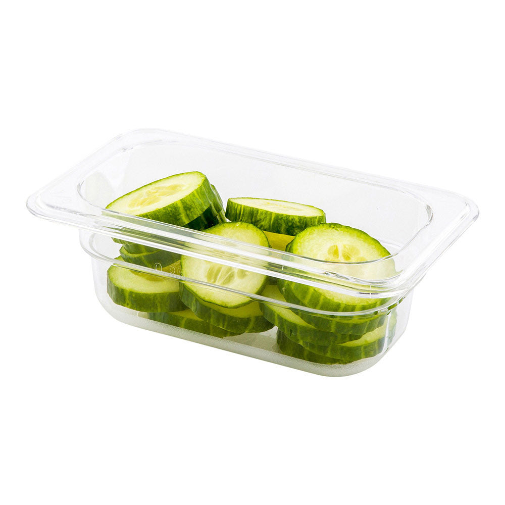 restaurantware Met Lux Rectangle Clear Plastic 1/9 Size Cold Food Storage Container - 2.5" Depth - 10 count box