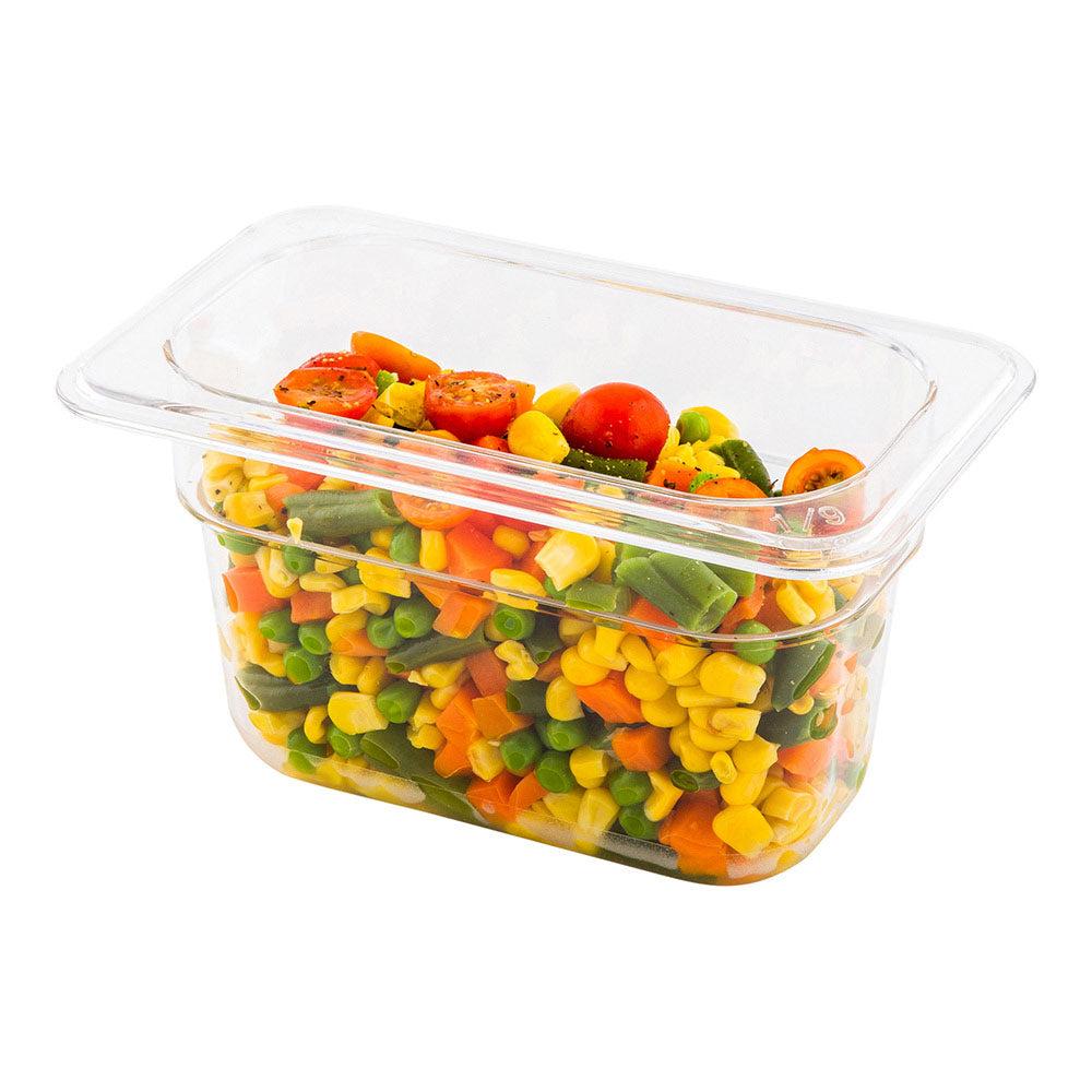 restaurantware Met Lux Rectangle Clear Plastic 1/9 Size Cold Food Storage Container - 4" Depth - 10 count box