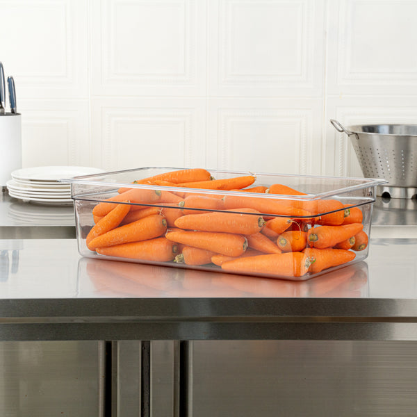 Restaurantware Met Lux Rectangle Clear Plastic Full Size Cold Food Storage Container - 6" Depth - 10 Count Box