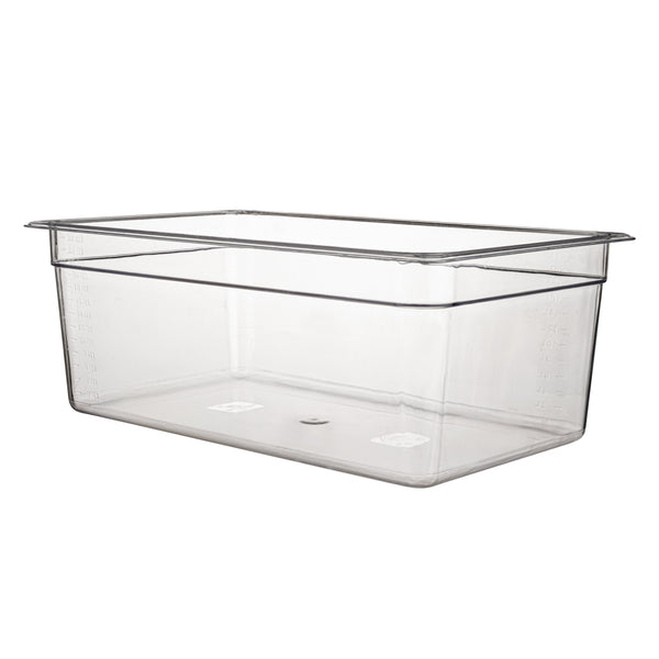 Restaurantware Met Lux Rectangle Clear Plastic Full Size Cold Food Storage Container - 8" Depth - 10 Count Box