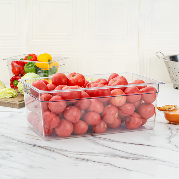 Restaurantware Met Lux Rectangle Clear Plastic Full Size Cold Food Storage Container - 8" Depth - 10 Count Box