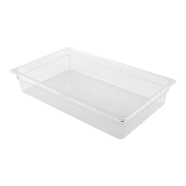 Restaurantware Met Lux Rectangle Clear Plastic Full Size Cold Food Storage Container - 4" Depth - 10 Count Box