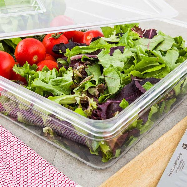 Restaurantware Met Lux Rectangle Clear Plastic Full Size Cold Food Storage Container - 4" Depth - 10 Count Box