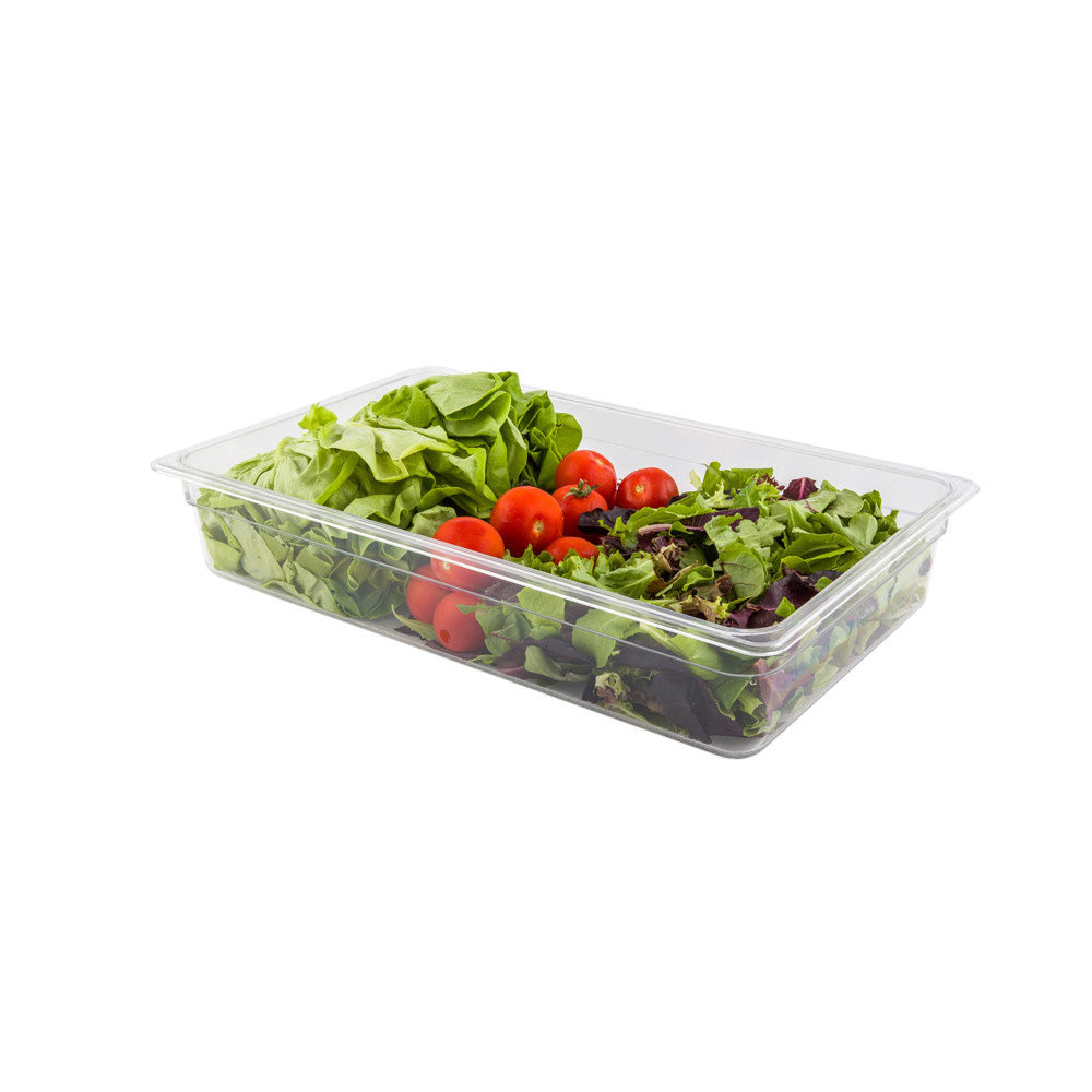 restaurantware Met Lux Rectangle Clear Plastic Full Size Cold Food Storage Container - 4" Depth - 10 count box