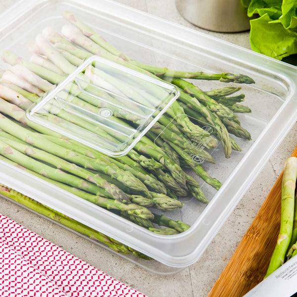Restaurantware Met Lux Rectangle Clear Plastic Lid - Fits 1/2 Size Cold Food Storage Container - 10 Count Box