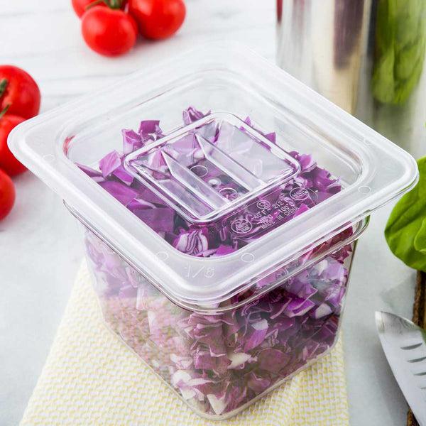 Restaurantware Met Lux Rectangle Clear Plastic Lid - Fits 1/6 Size Cold Food Storage Container - 10 Count Box