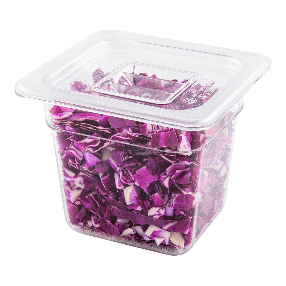 restaurantware Met Lux Rectangle Clear Plastic Lid - Fits 1/6 Size Cold Food Storage Container - 10 count box