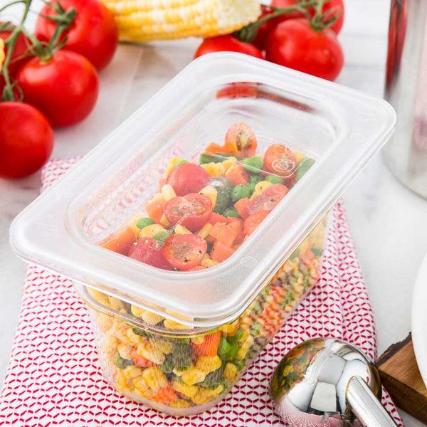 Restaurantware Met Lux Rectangle Clear Plastic Lid - Fits 1/9 Size Cold Food Storage Container - 10 Count Box