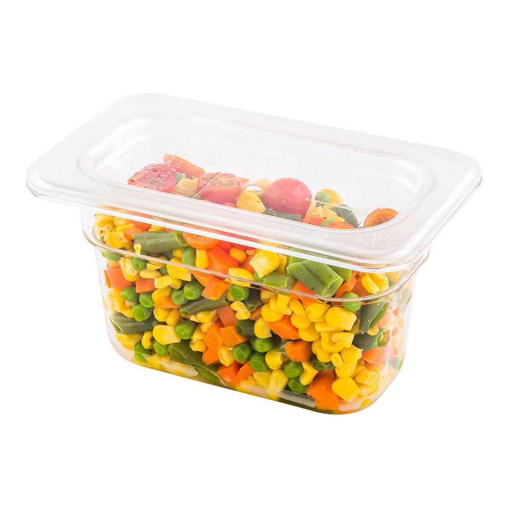 restaurantware Met Lux Rectangle Clear Plastic Lid - Fits 1/9 Size Cold Food Storage Container - 10 count box