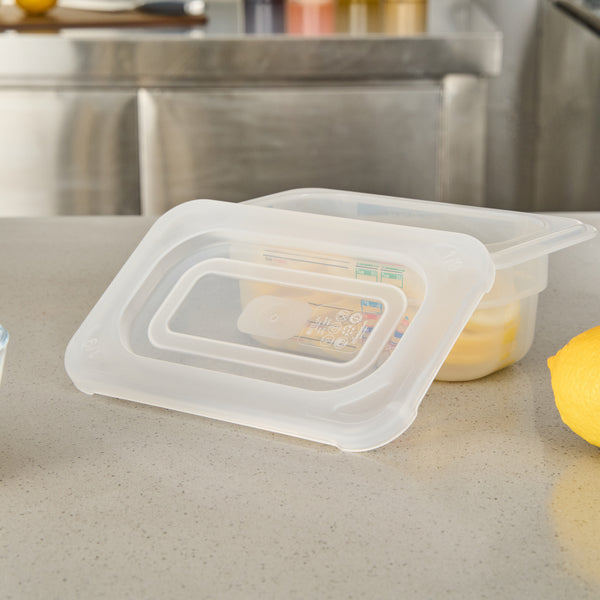 Restaurantware Met Lux Rectangle Clear Polypropylene Lid - Fits 1/9 Size Food Pan - 7" X 4 1/2" - 10 Count Box