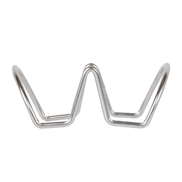 Restaurantware Met Lux Rectangle Silver Stainless Steel Duo Taco Rack Stand - 2 Tacos - 4 1/4" X 3 1/4" X 1 1/2" - 1 Count Box