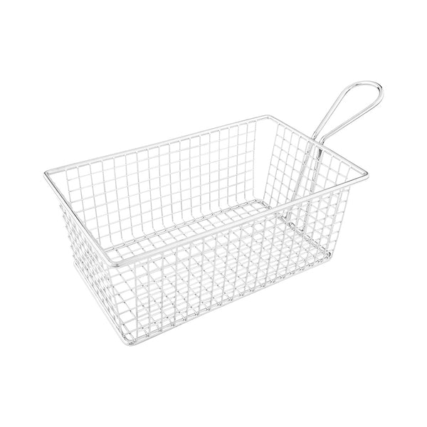 Restaurantware Met Lux Rectangle Silver Stainless Steel Low Boy Fry And Appetizer Basket - 8" X 4 3/4" X 3" - 1 Count Box