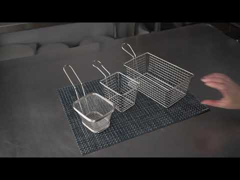 Restaurantware Met Lux Rectangle Silver Stainless Steel Low Boy Fry And Appetizer Basket - 8" X 4 3/4" X 3" - 1 Count Box