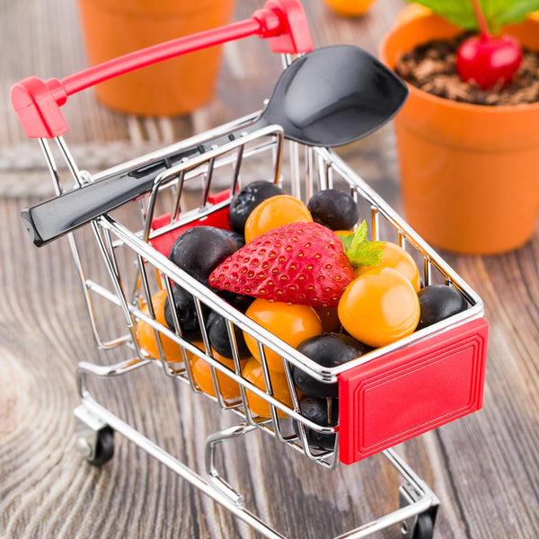 Restaurantware Met Lux Rectangle Silver Stainless Steel Mini Shopping Cart - 5" X 4 3/4" X 3" - 1 Count Box