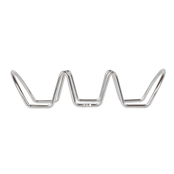 Restaurantware Met Lux Rectangle Silver Stainless Steel Triplo Taco Rack Stand - 3 Tacos - 6 3/4" X 3 1/4" X 1 1/2" - 1 Count Box