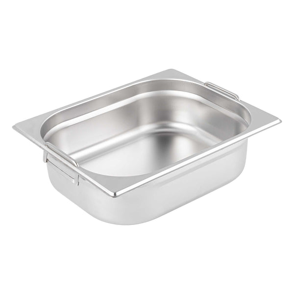 Restaurantware Met Lux Rectangle Stainless Steel 1/2 Size Steam Table Pan 4 Inch Deep - Anti Jam Collapsible Handles - 1 Count Box