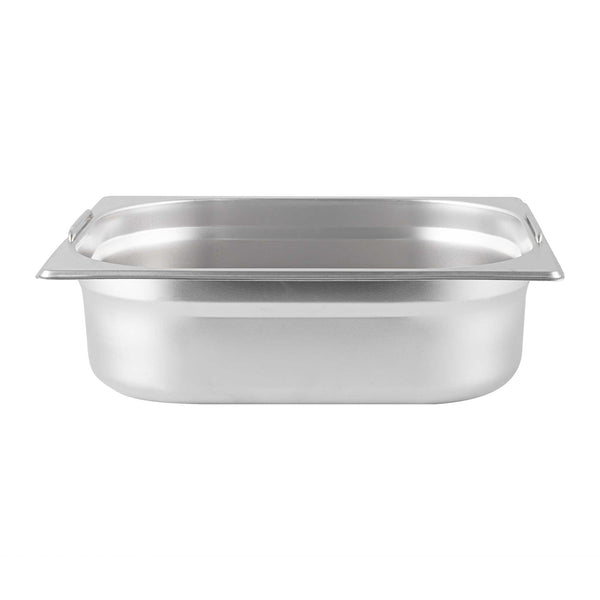 Restaurantware Met Lux Rectangle Stainless Steel 1/2 Size Steam Table Pan 4 Inch Deep - Anti Jam Collapsible Handles - 1 Count Box