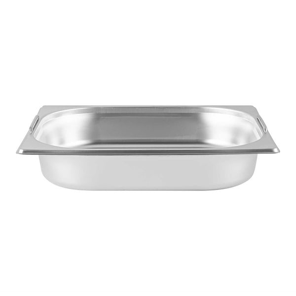 Restaurantware Met Lux Rectangle Stainless Steel 1/2 Size Steam Table Pan 2.5 Inch Deep - Anti Jam Collapsible Handles - 1 Count Box