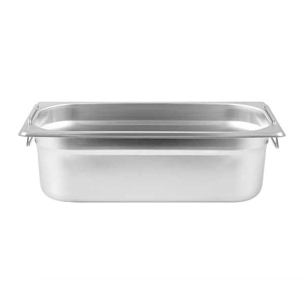 Restaurantware Met Lux Rectangle Stainless Steel 1/3 Size Steam Table Pan 4 Inch Deep - Anti Jam Collapsible Handles - 1 Count Box