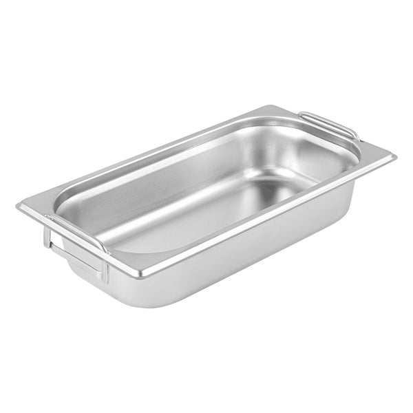 Restaurantware Met Lux Rectangle Stainless Steel 1/3 Size Steam Table Pan 2.5 Inch Deep - Anti Jam Collapsible Handles - 1 Count Box