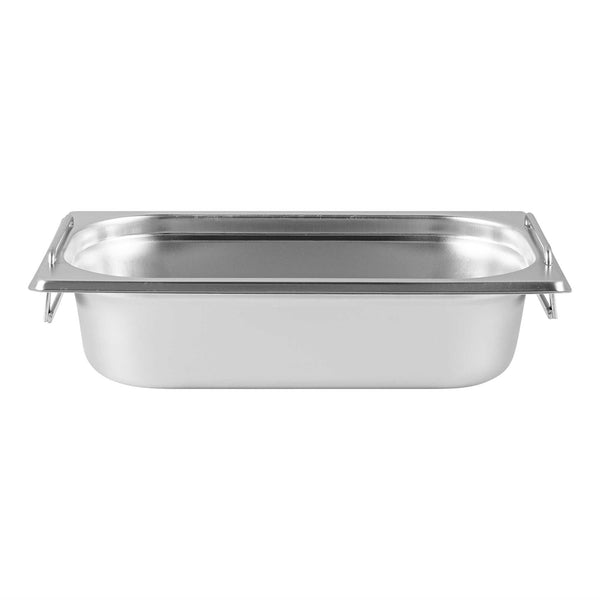Restaurantware Met Lux Rectangle Stainless Steel 1/4 Size Steam Table Pan - 2.5 Inch Deep - Anti Jam Collapsible Handles - 1 Count Box