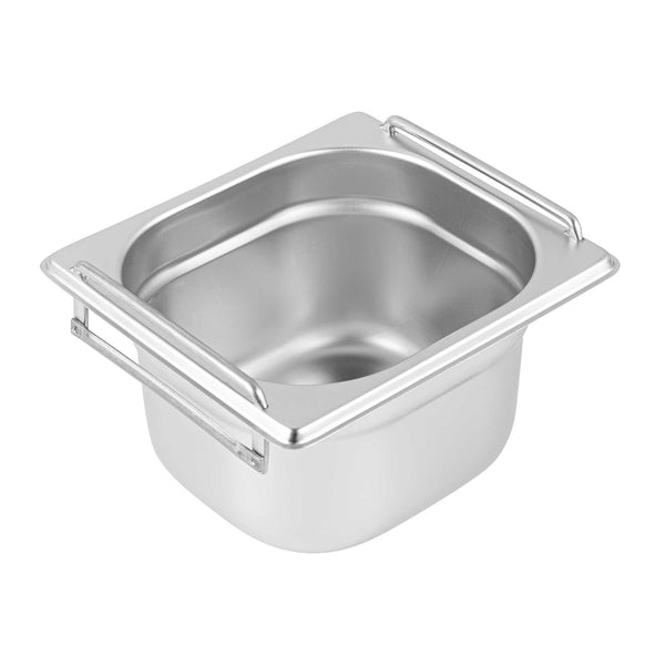 Restaurantware Met Lux Rectangle Stainless Steel 1/6 Size Steam Table Pan 4 Inch Deep - Anti Jam Collapsible Handles - 1 Count Box
