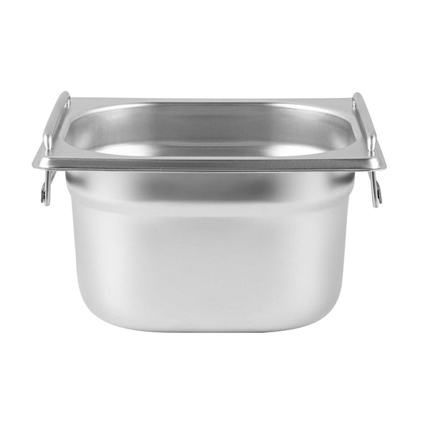 Restaurantware Met Lux Rectangle Stainless Steel 1/6 Size Steam Table Pan 4 Inch Deep - Anti Jam Collapsible Handles - 1 Count Box