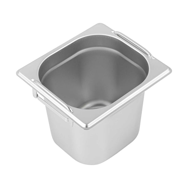 Restaurantware Met Lux Rectangle Stainless Steel 1/6 Size Steam Table Pan - Anti Jam Collapsible Handles - 1 Count Box