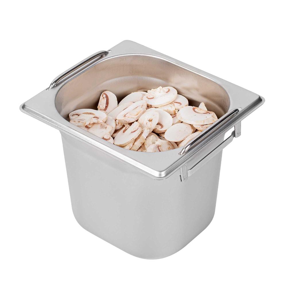 restaurantware Met Lux Rectangle Stainless Steel 1/6 Size Steam Table Pan - Anti Jam Collapsible Handles - 1 count box