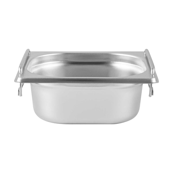 Restaurantware Met Lux Rectangle Stainless Steel 1/6 Size Steam Table Pan 2.5 Inch Deep - Anti Jam Collapsible Handles - 1 Count Box