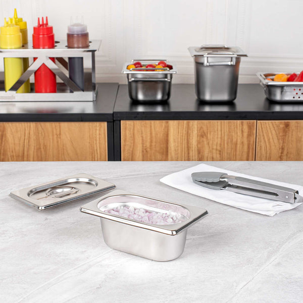 Restaurantware Met Lux Rectangle Stainless Steel 1/9 Size Steam Table Pan 2.5 Inch Deep - Anti Jam - 1 Count Box