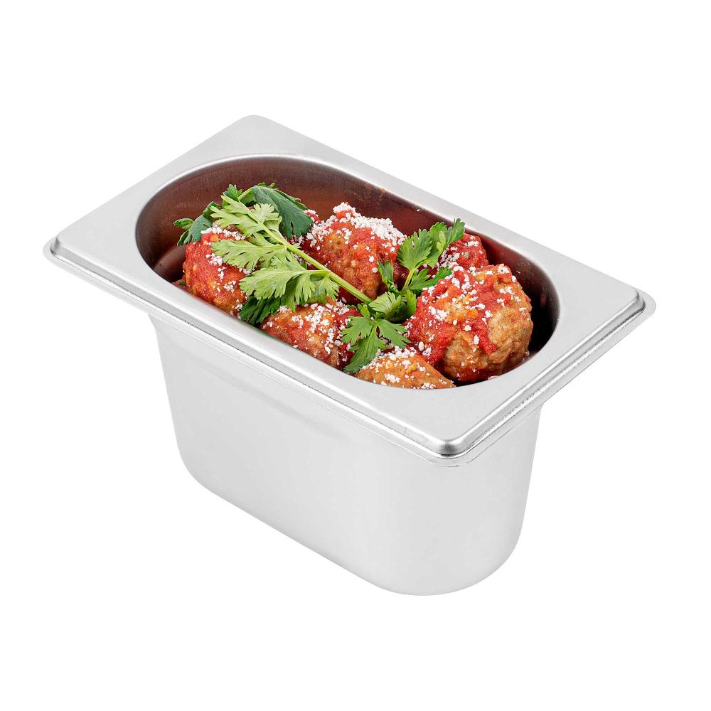 restaurantware Met Lux Rectangle Stainless Steel 1/9 Size Steam Table Pan 4 Inch Deep - Anti Jam - 1 count box