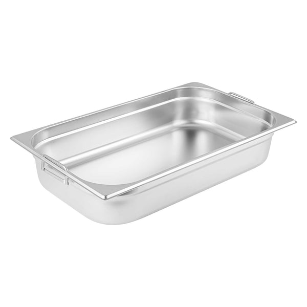 Restaurantware Met Lux Rectangle Stainless Steel Full Size Steam Table Pan 4 Inch Deep - Anti Jam Collapsible Handles - 1 Count Box