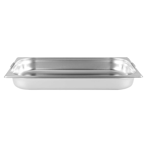 Restaurantware Met Lux Rectangle Stainless Steel Full Size Steam Table Pan 2.5 Inch Deep - Anti Jam Collapsible Handles - 1 Count Box