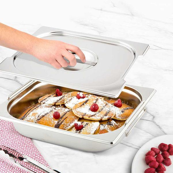 Restaurantware Met Lux Rectangle Stainless Steel Lid - Fits 1/2 Size Steam Table Pan - 1 Count Box