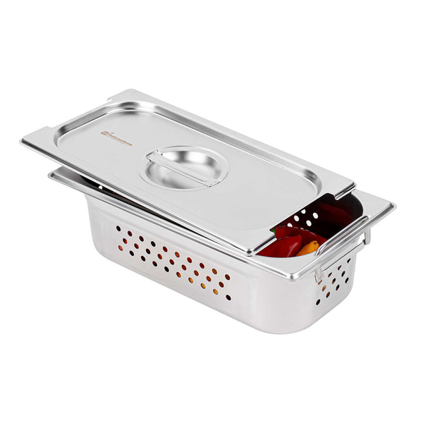 Restaurantware Met Lux Rectangle Stainless Steel Lid - Fits 1/3 Size Steam Table Pan - 1 Count Box