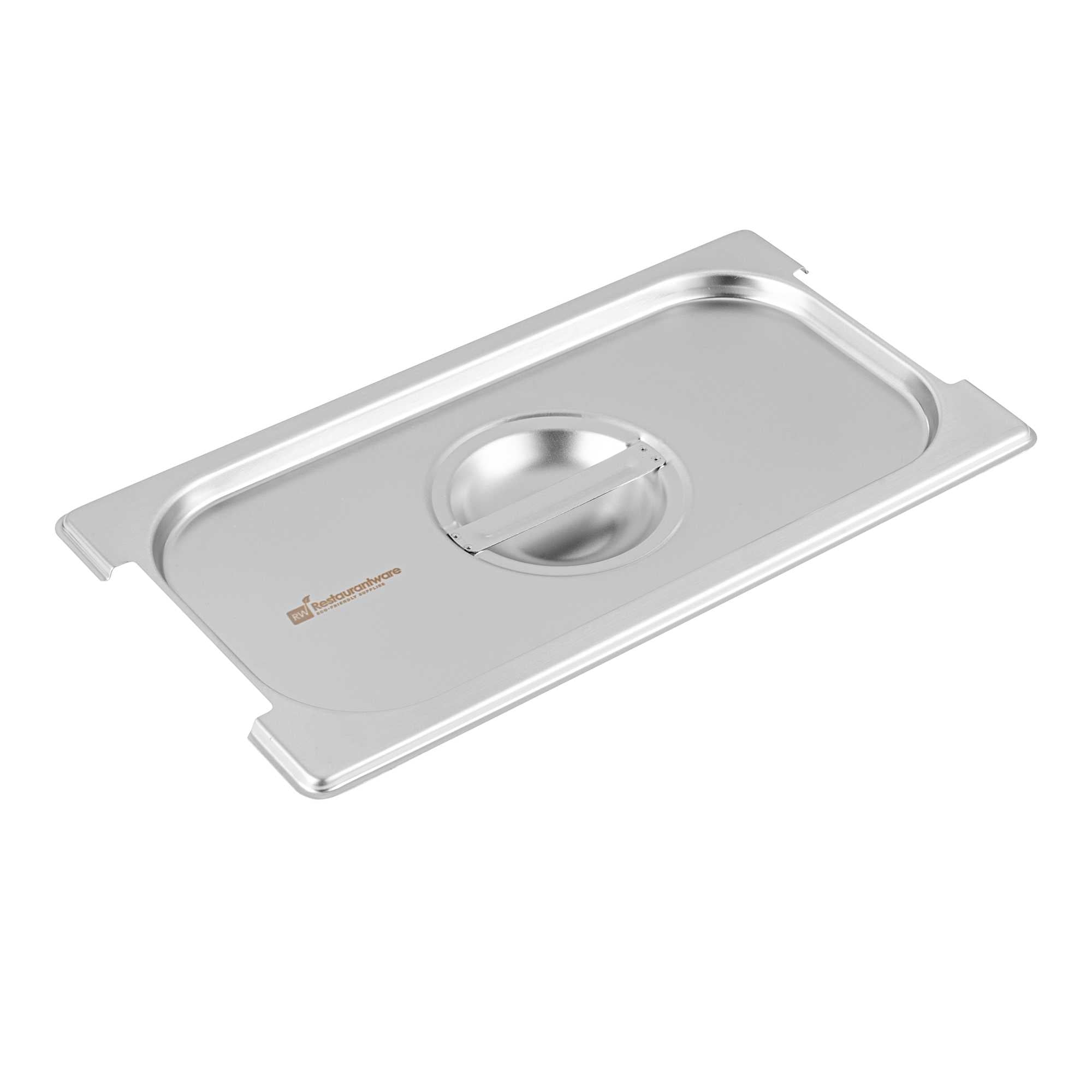 restaurantware Met Lux Rectangle Stainless Steel Lid - Fits 1/3 Size Steam Table Pan - 1 count box