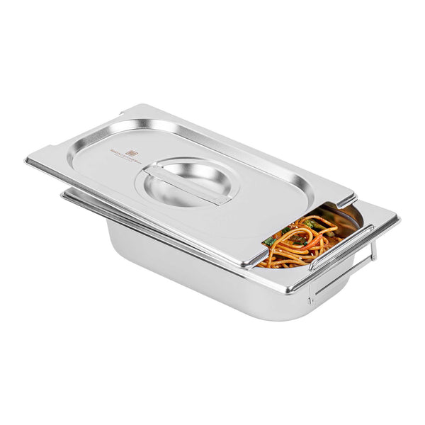 Restaurantware Met Lux Rectangle Stainless Steel Lid - Fits 1/4 Size Steam Table Pan - 1 Count Box