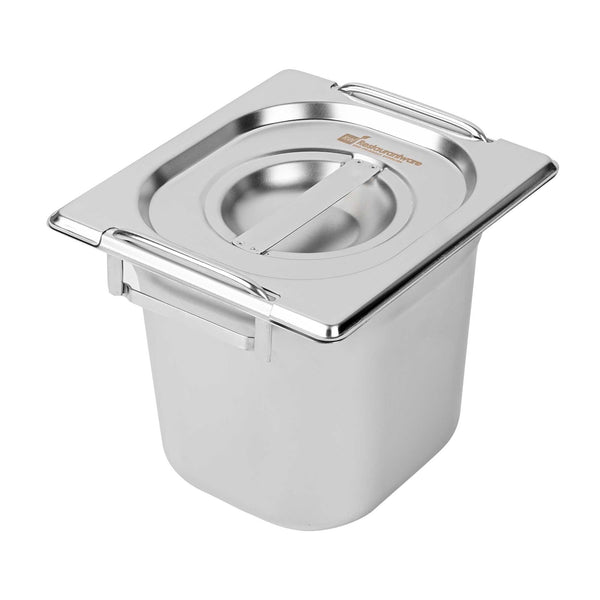 Restaurantware Met Lux Rectangle Stainless Steel Lid - Fits 1/6 Size Steam Table Pan - 1 Count Box