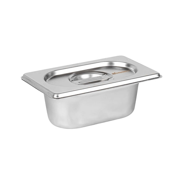 Restaurantware Met Lux Rectangle Stainless Steel Lid - Fits 1/9 Size Steam Table Pan - 1 Count Box
