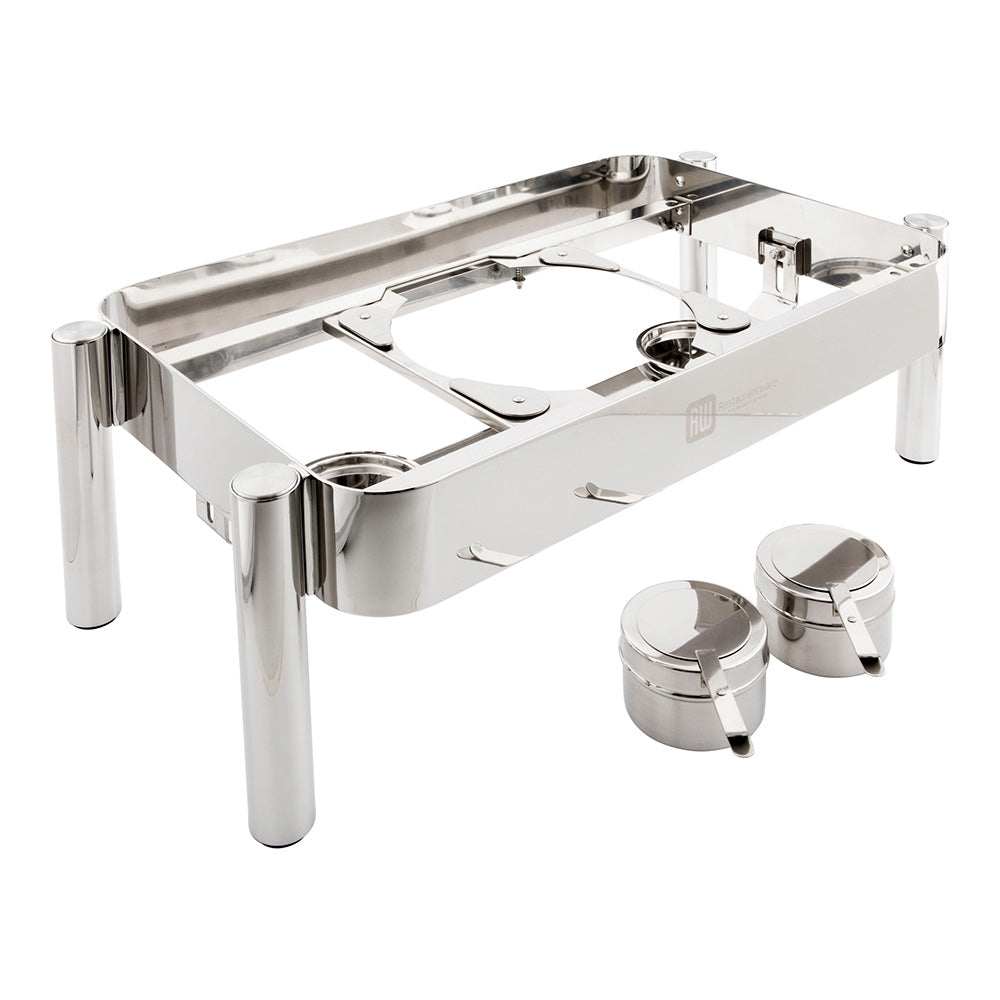 restaurantware Met Lux Rectangle Stainless Steel Straight Leg Stand - Induction Ready Fits Full Size Rectangle Chafer - 1 count box