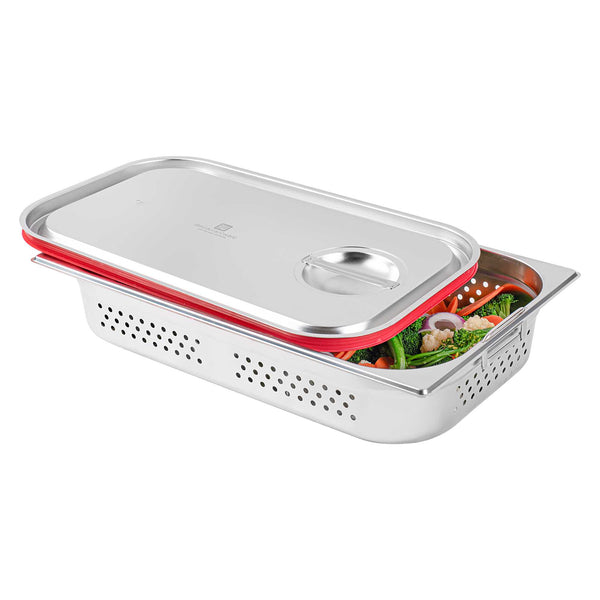 Restaurantware Met Lux Rectangle Stainless Steel Travel Lid - Fits Full Size Steam Table Pan - 1 Count Box