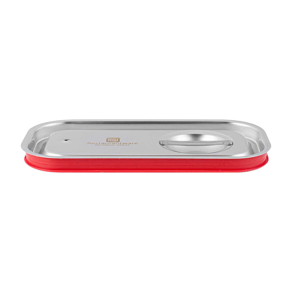 Restaurantware Met Lux Rectangle Stainless Steel Travel Lid - Fits 1/3 Size Steam Table Pan - 1 Count Box