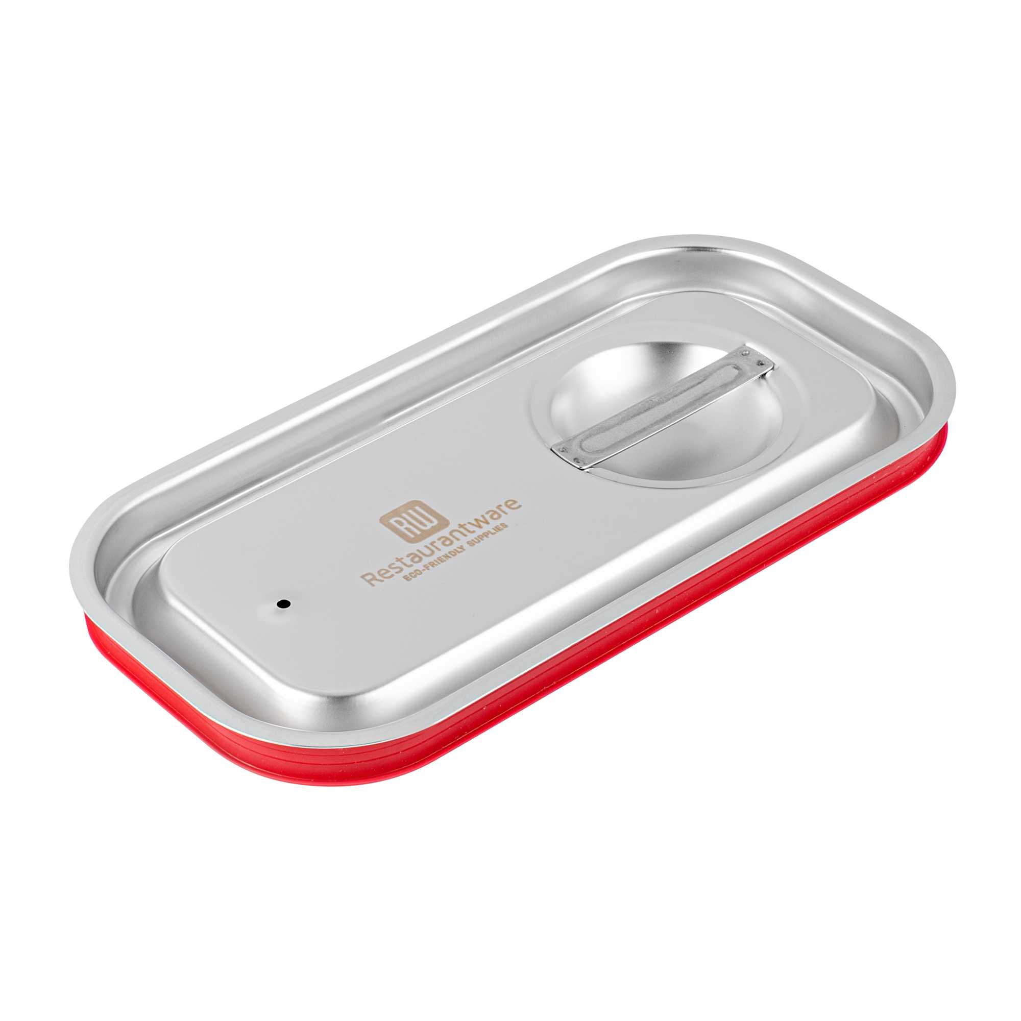 restaurantware Met Lux Rectangle Stainless Steel Travel Lid - Fits 1/3 Size Steam Table Pan - 1 count box