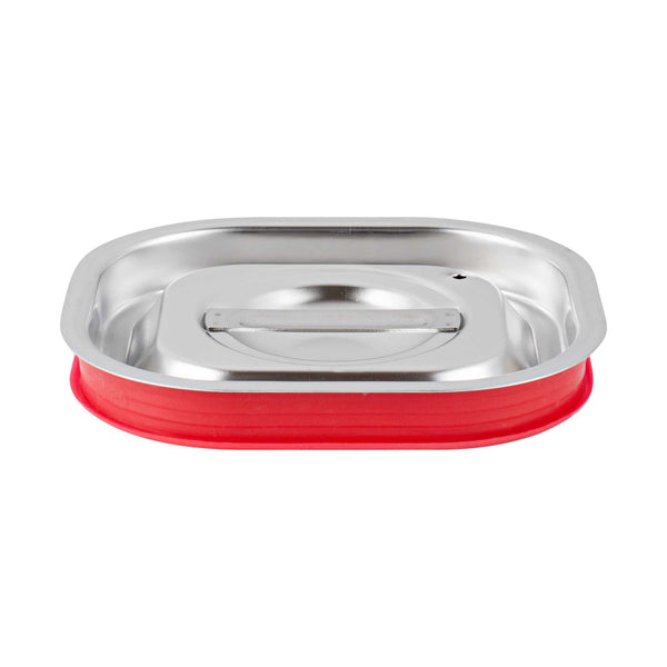 Restaurantware Met Lux Rectangle Stainless Steel Travel Lid - Fits 1/6 Size Steam Table Pan - 1 Count Box