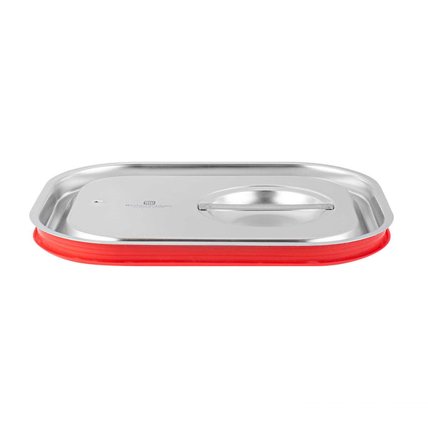 Restaurantware Met Lux Rectangle Stainless Steel Travel Lid - Fits 1/2 Size Steam Table Pan - 1 Count Box