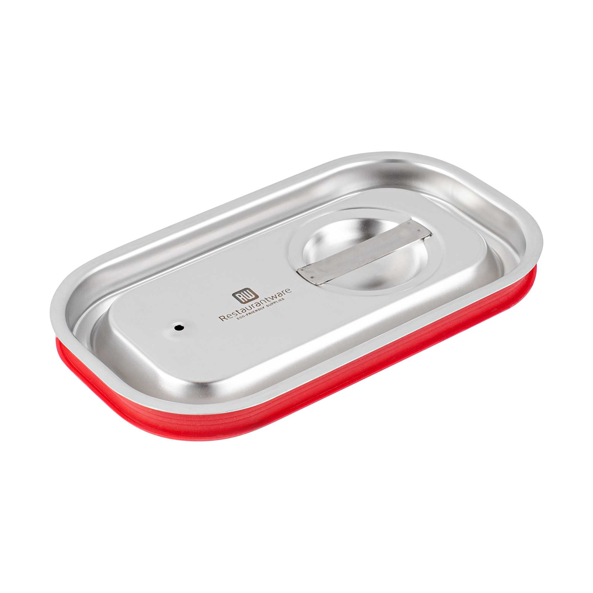 restaurantware Met Lux Rectangle Stainless Steel Travel Lid - Fits 1/4 Size Steam Table Pan - 1 count box